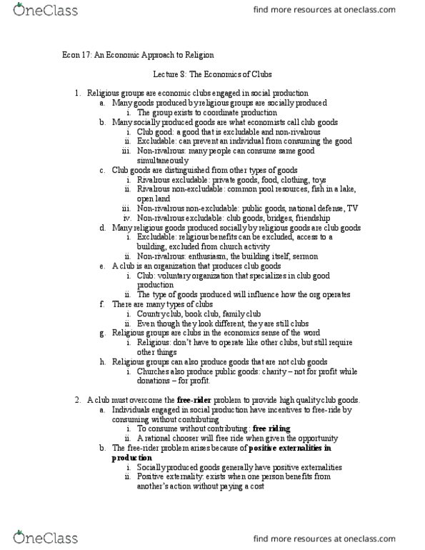 ECON 17 Lecture Notes - Lecture 8: Common-Pool Resource, Club Good, Fokker E.Ii thumbnail