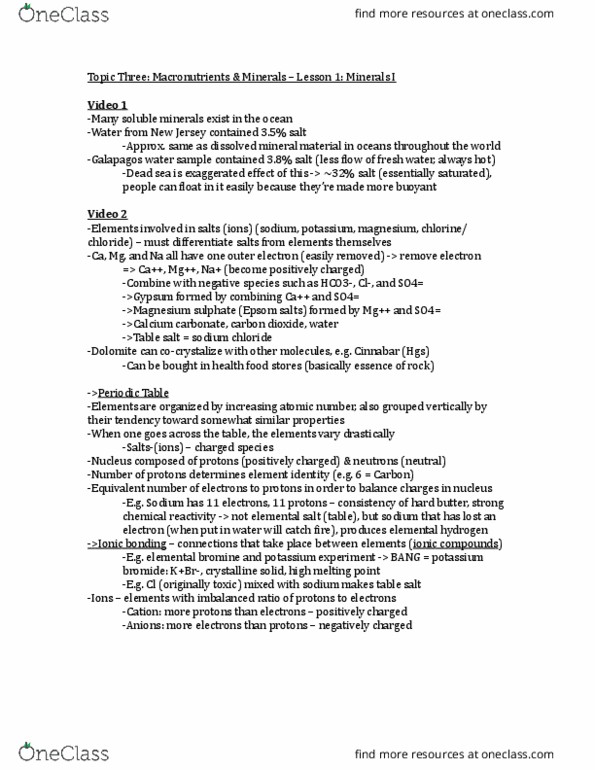 CHEM 181 Lecture Notes - Lecture 3: Magnesium Sulfate, Salt, Cinnabar thumbnail