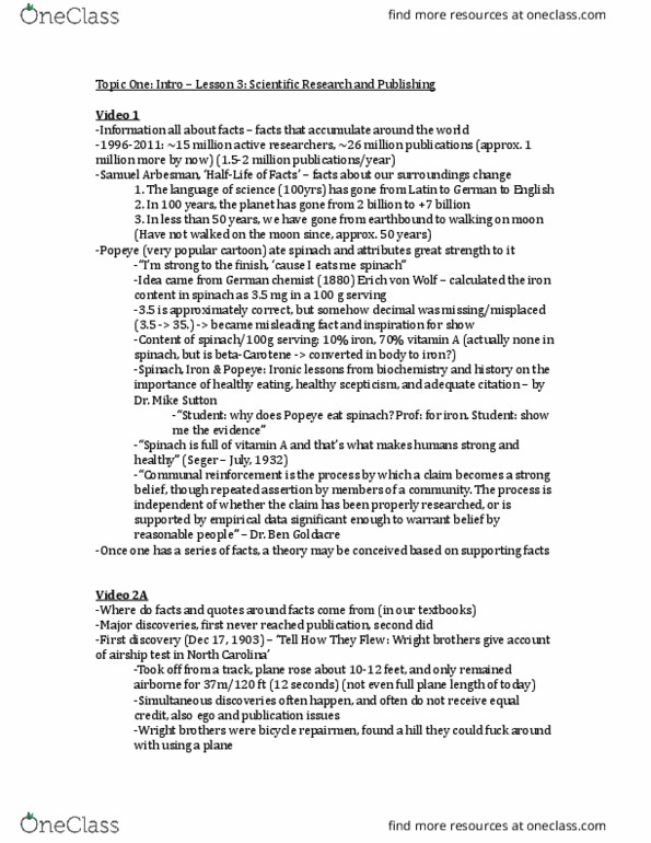 CHEM 181 Lecture Notes - Lecture 1: Samuel Pierpont Langley, Wright Brothers, Ben Goldacre thumbnail