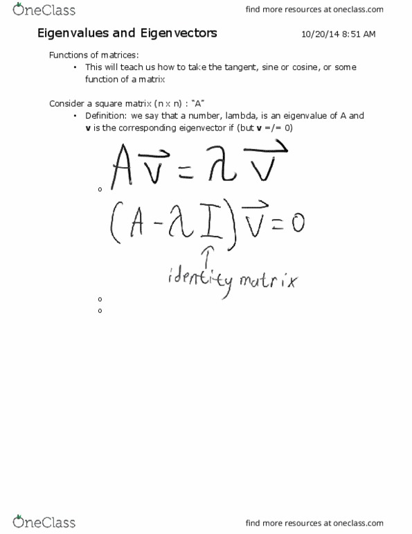 MATH 355 Lecture 9: Eigenvalues and Eigenvectors Math 410 thumbnail