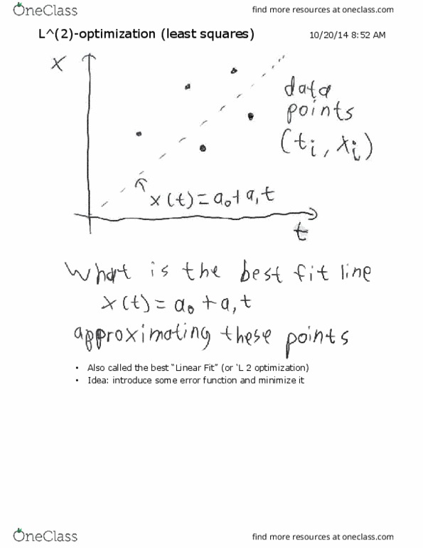 MATH 355 Lecture 2: L2 Optimization (Least Squares) Math 410 thumbnail