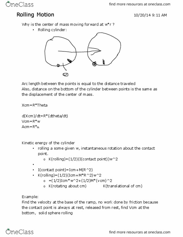 PHYS 161H Lecture Notes - Lecture 8: Angular Momentum, Angular Velocity, Circular Motion thumbnail