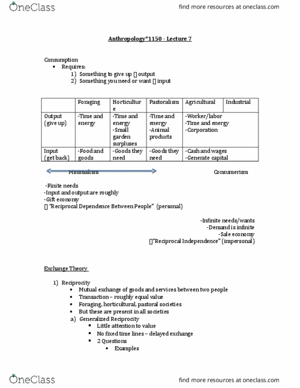 ANTH 1150 Lecture Notes - Lecture 7: Gift Economy, Consumerism, Pastoralism thumbnail