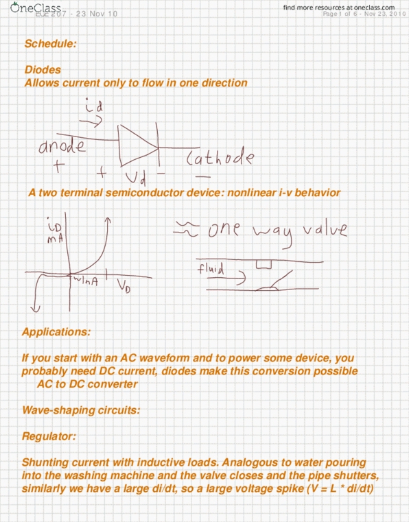 ECE 207 Lecture Notes - Lecture 1: Semiconductor Device, Voltage Spike, Waveshaper thumbnail
