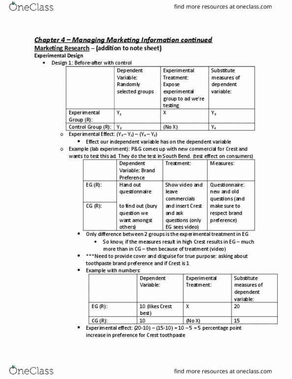 MARK20100 Lecture Notes - Lecture 13: Toothpaste, Dependent And Independent Variables thumbnail