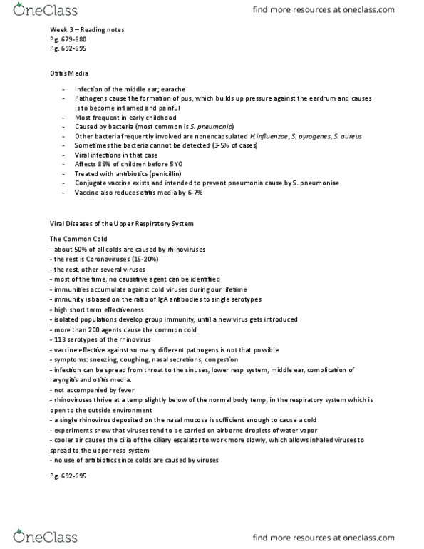 ENH 422 Lecture Notes - Lecture 3: Human Respiratory Syncytial Virus, Otitis Media, Influenza thumbnail