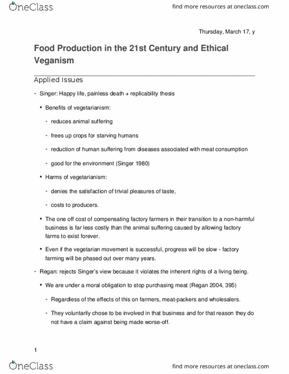 PHIL 296 Lecture Notes - Lecture 15: Intensive Animal Farming, Sustainable Agriculture, Greenhouse Gas thumbnail