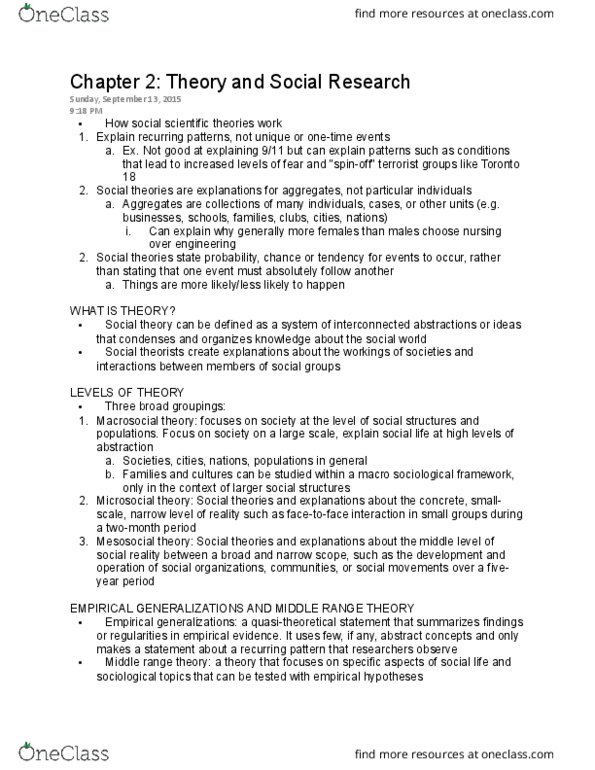 SOC221H5 Chapter Notes - Chapter 2: Social Theory, Bureaucracy, 2006 Ontario Terrorism Plot thumbnail