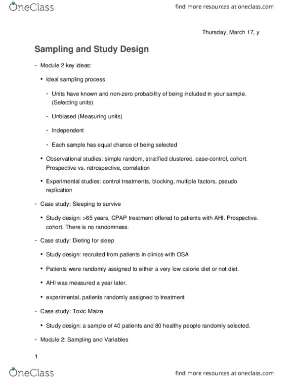 SOCY 211 Lecture Notes - Lecture 3: Stratified Sampling, Spurious Relationship, Cohort Study thumbnail