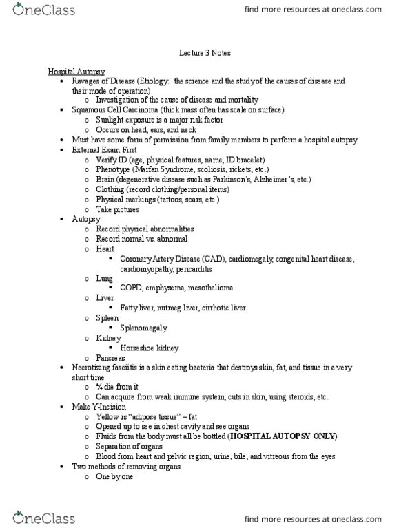 MEDT230 Lecture Notes - Lecture 3: Coronary Artery Disease, Congenital Heart Defect, Marfan Syndrome thumbnail