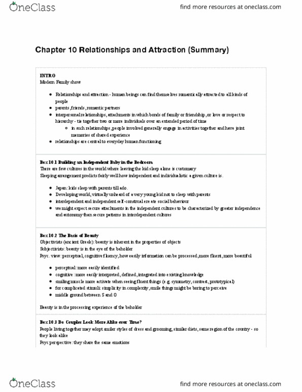 PSYC 215 Chapter Notes - Chapter 10: Social Exchange Theory, Attachment Theory, Equity Theory thumbnail