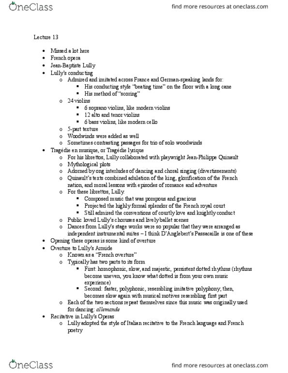 Music 1a Lecture Notes - Lecture 13: Musical Theatre, Courtly Love, Recitative thumbnail