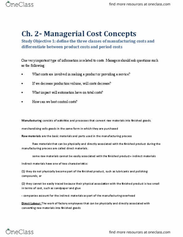 BUS 254 Chapter Notes - Chapter 2: Sandpaper, Variable Cost, Behaviorism thumbnail