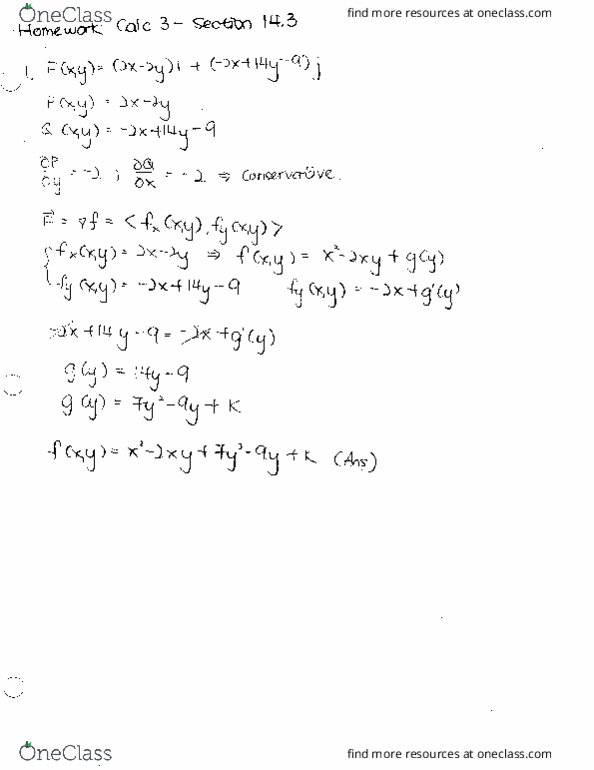 MATH 251 Chapter 14.3: Section 14.3 (Homework) thumbnail