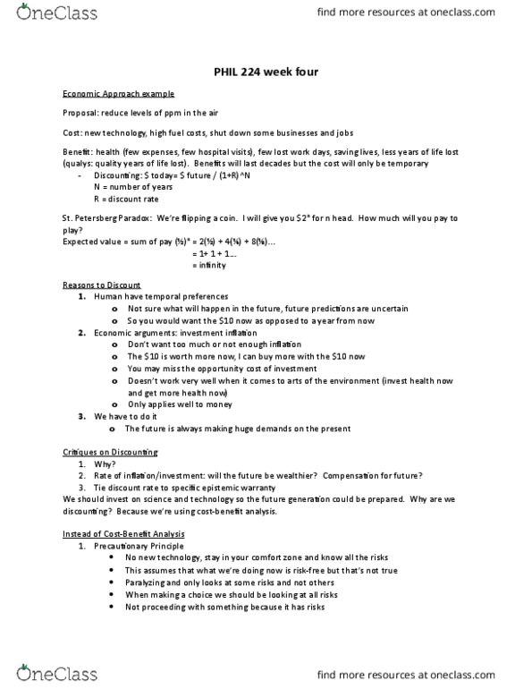 PHIL224 Lecture Notes - Lecture 4: Lexicographic Preferences, Precautionary Principle, Non-Renewable Resource thumbnail