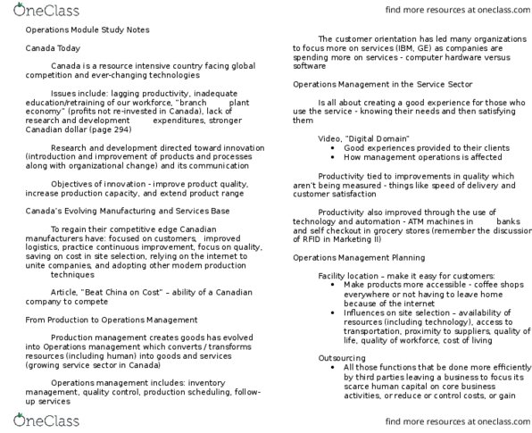 AFM131 Lecture Notes - Lecture 9: Enterprise Resource Planning, Operations Management, Computer Hardware thumbnail