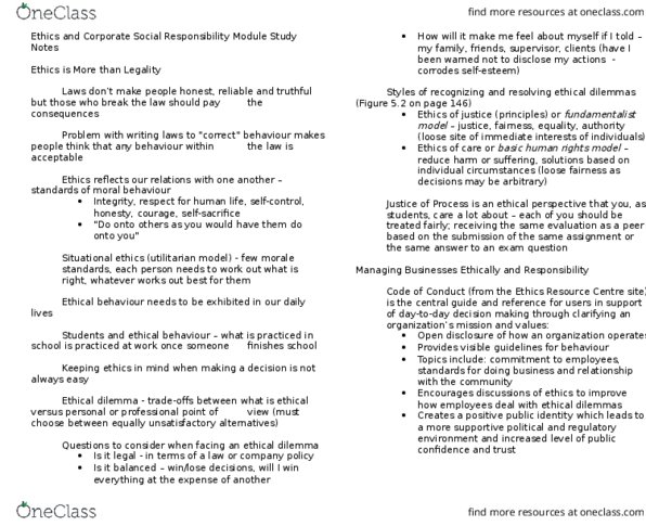 AFM131 Lecture Notes - Lecture 11: Federal Accountability Act, Corporate Social Responsibility, Ethical Dilemma thumbnail