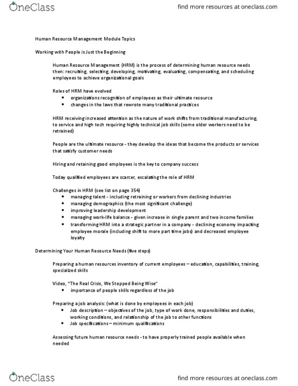 AFM131 Lecture Notes - Lecture 13: Visible Minority, Job Satisfaction, Job Analysis thumbnail