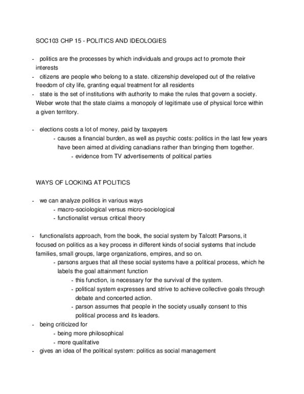 SOC103H1 Lecture Notes - Social Inequality, Direct Democracy, Panopticon thumbnail