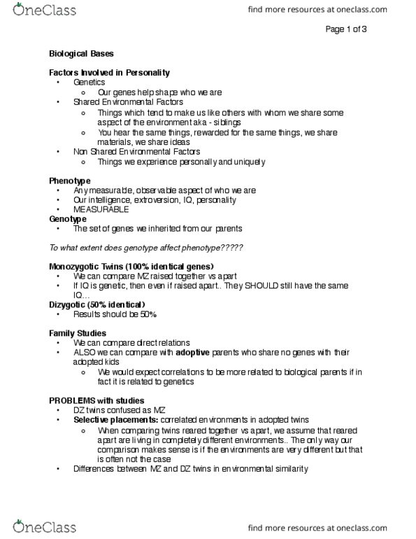 PSYCH 2B03 Lecture 19: Psych 2BO3 Lecture 19 Biological bases thumbnail