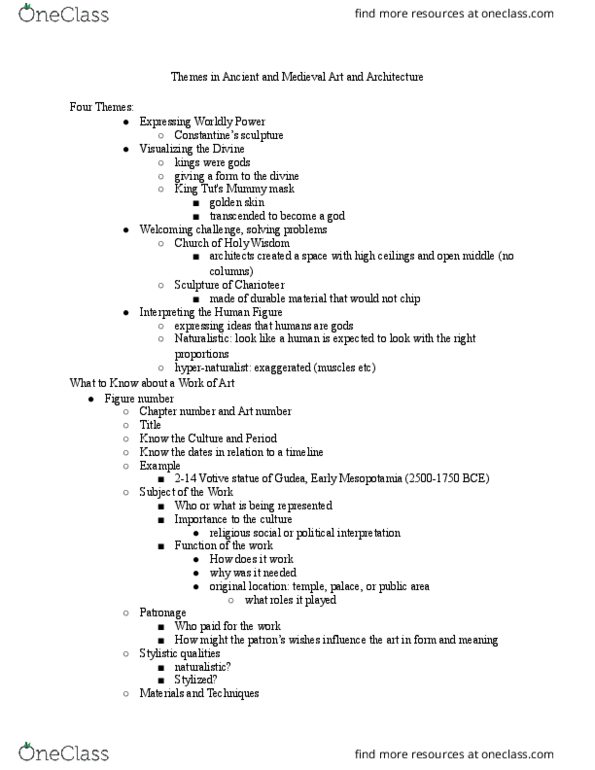 ARTH 200 Lecture Notes - Lecture 1: Lost-Wax Casting, Lapis Lazuli, Fertile Crescent thumbnail