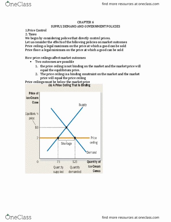 ECON-101 Lecture Notes - Lecture 6: Price Ceiling, Price Floor, Economic Equilibrium thumbnail
