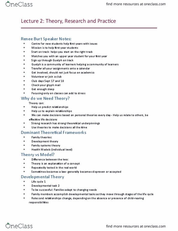 FRHD 1100 Lecture Notes - Lecture 2: Family Therapy, Health Belief Model, Development Theory thumbnail