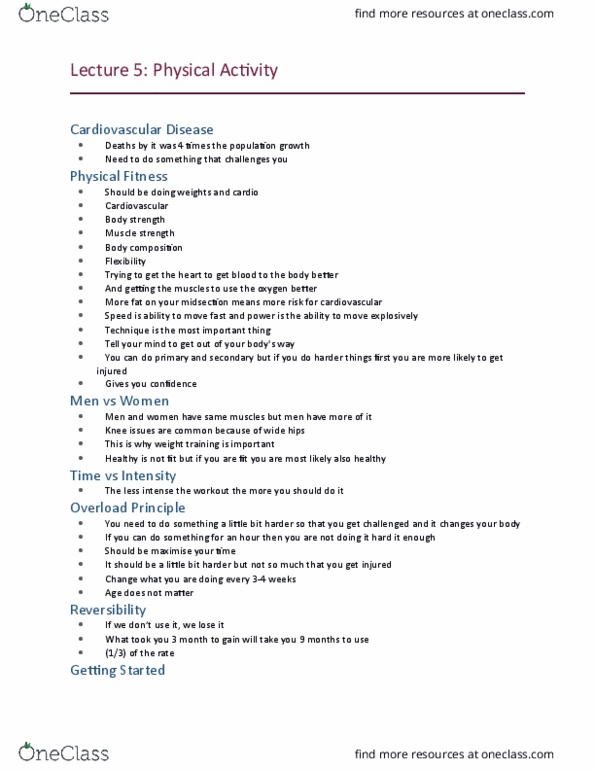 FRHD 1100 Lecture Notes - Lecture 5: Body Composition, Heart Rate, Synovial Fluid thumbnail