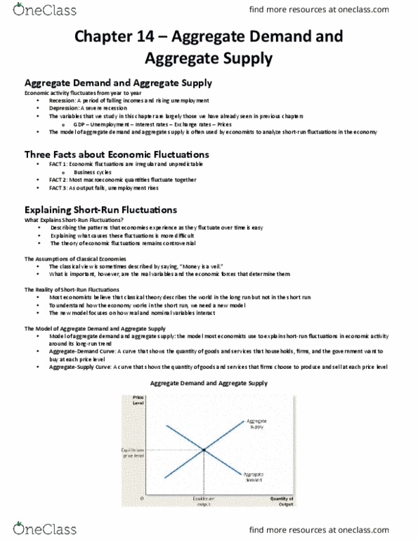 ECON102 Lecture Notes - Lecture 15: Aggregate Demand, Aggregate Supply, Potential Output thumbnail