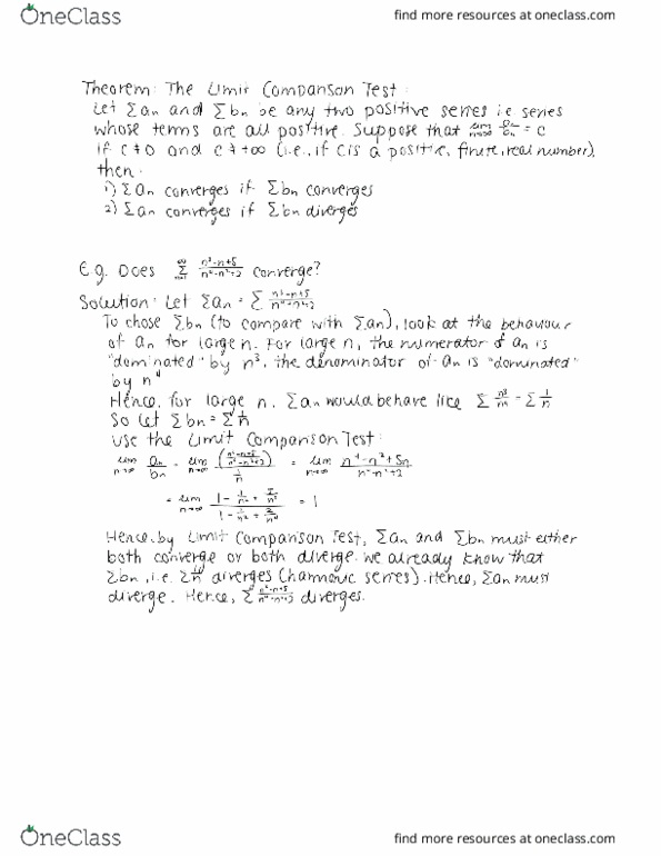 MAT136H1 Lecture 26: The Limit Comparison Test and The Alternating Series Test thumbnail