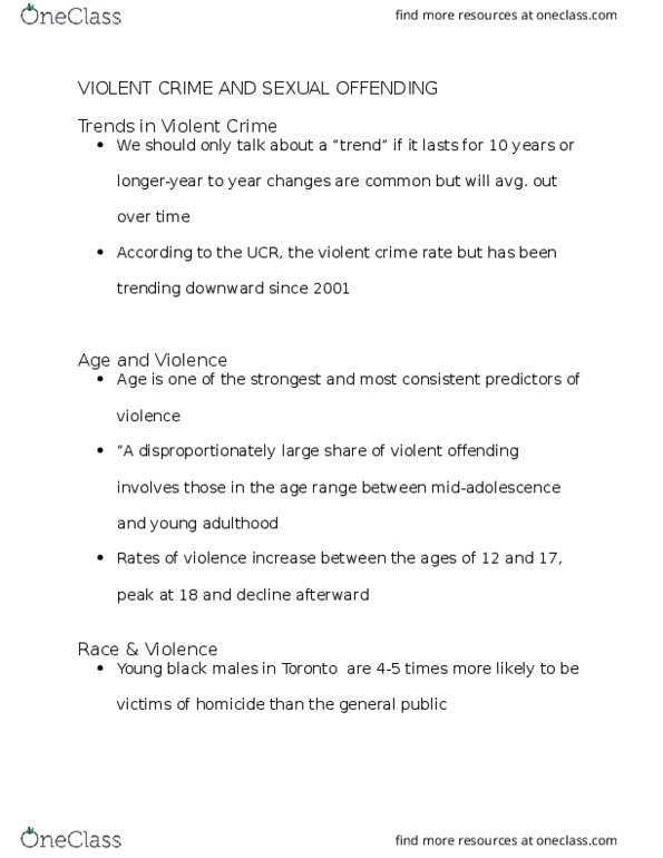 CRIM 101 Lecture Notes - Lecture 9: Elijah Anderson, Dangerous Offender, Stranger Danger thumbnail