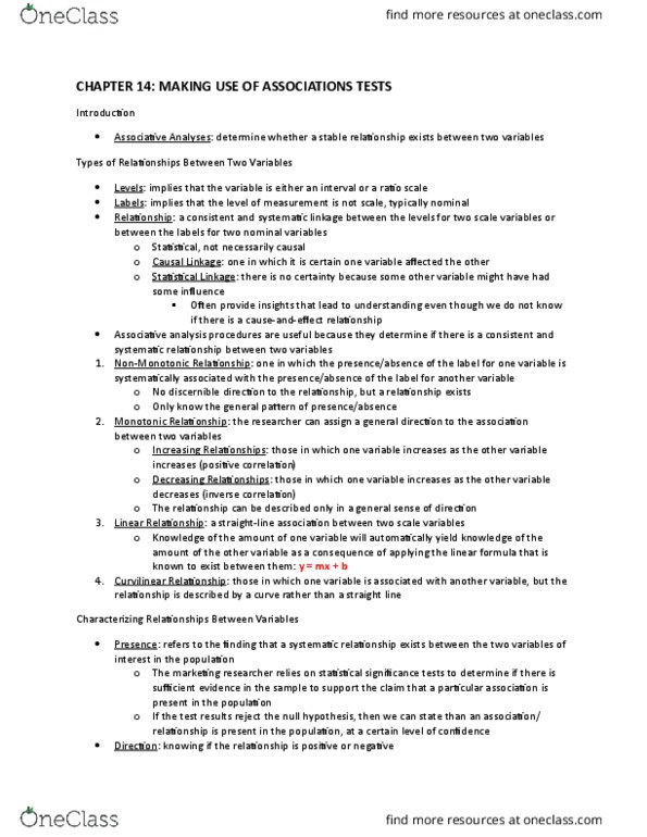 MKT 500 Chapter Notes - Chapter 14: Null Hypothesis, Statistical Significance thumbnail