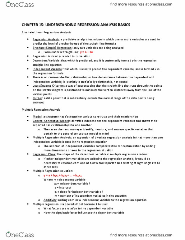 MKT 500 Chapter Notes - Chapter 15: Scatter Plot, Dependence Analysis, Multicollinearity thumbnail