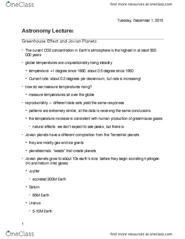 Astronomy 1021 Lecture Notes - Lecture 13: Ammonia, Ammonium Hydrosulfide, Galilean Moons thumbnail