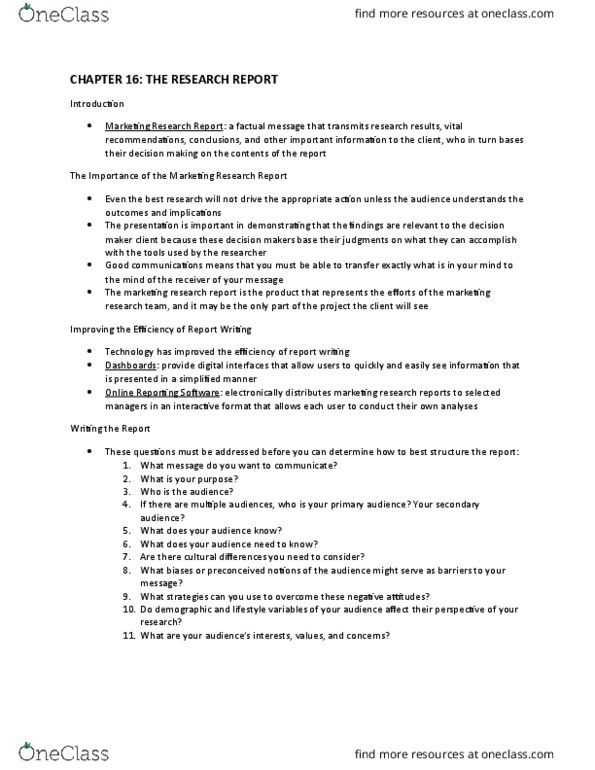 MKT 500 Chapter Notes - Chapter 16: Bar Chart thumbnail