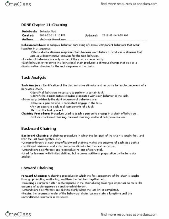 PSYCO282 Chapter Notes - Chapter 11: Task Analysis thumbnail