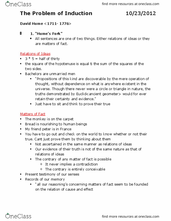 Philosophy 1020 Lecture Notes - Lecture 13: Hypotenuse, Deductive Reasoning, Inductive Reasoning thumbnail