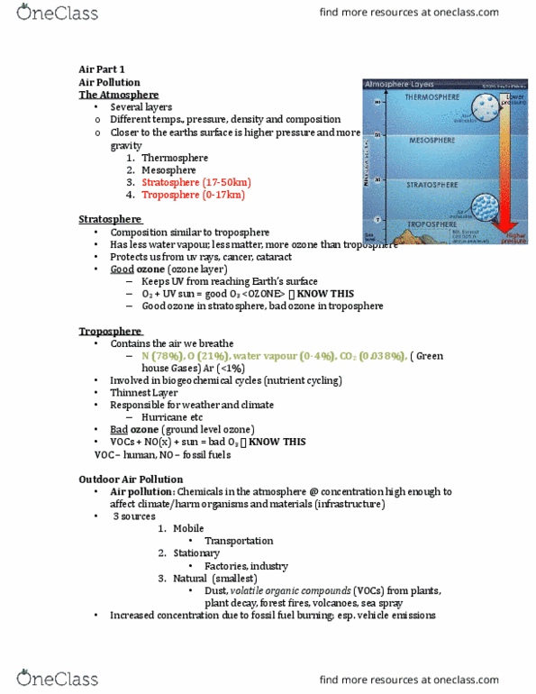 Environmental Science 1021F/G Lecture Notes - Lecture 9: Volatile Organic Compound, Air Pollution, Sea Spray thumbnail