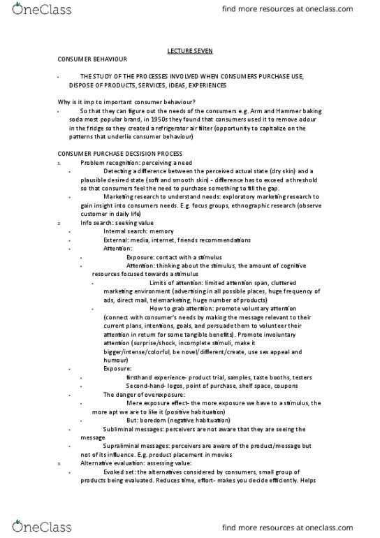 MGCR 352 Lecture Notes - Lecture 7: Sodium Bicarbonate, Air Filter, Habituation thumbnail