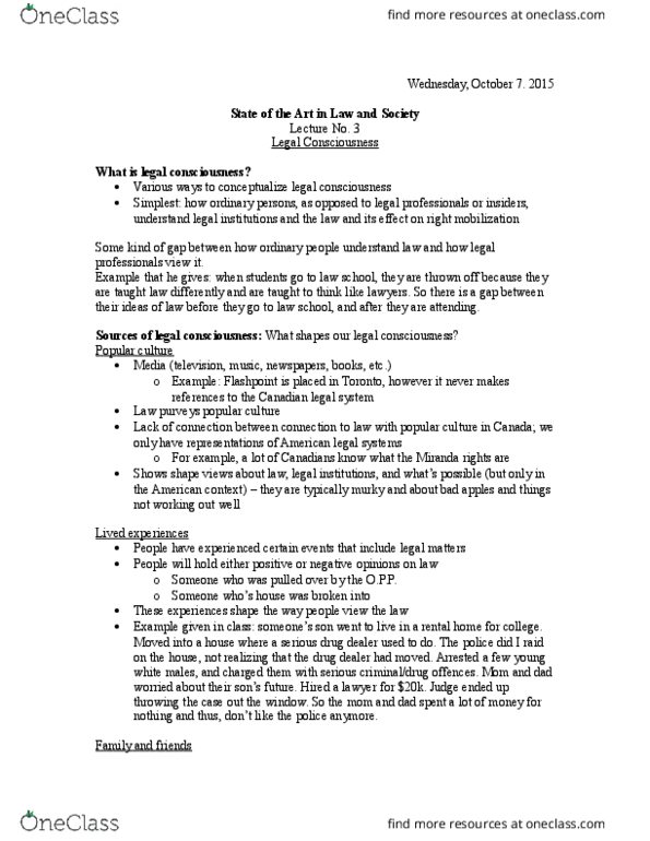SOSC 4370 Lecture Notes - Lecture 3: New Laws, Miranda Warning, Canada Revenue Agency thumbnail
