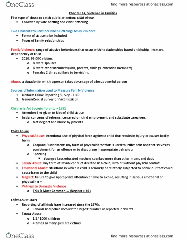 Sociology 2235 Chapter Notes - Chapter 14: Intimate Partner Violence, General Social Survey, Psychological Abuse thumbnail