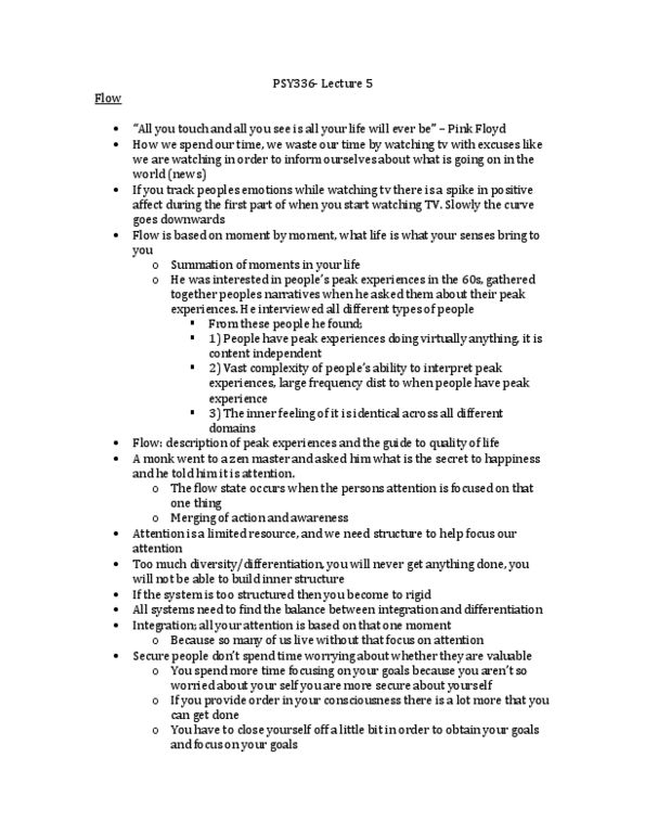 PSY336H1 Lecture Notes - Lecture 5: Negentropy, Peak Experience thumbnail