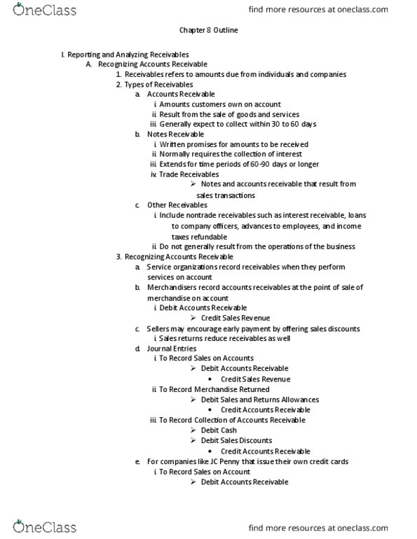 ACIS 2115 Chapter Notes - Chapter 8: Financial Statement, Income Statement, Ge Capital thumbnail
