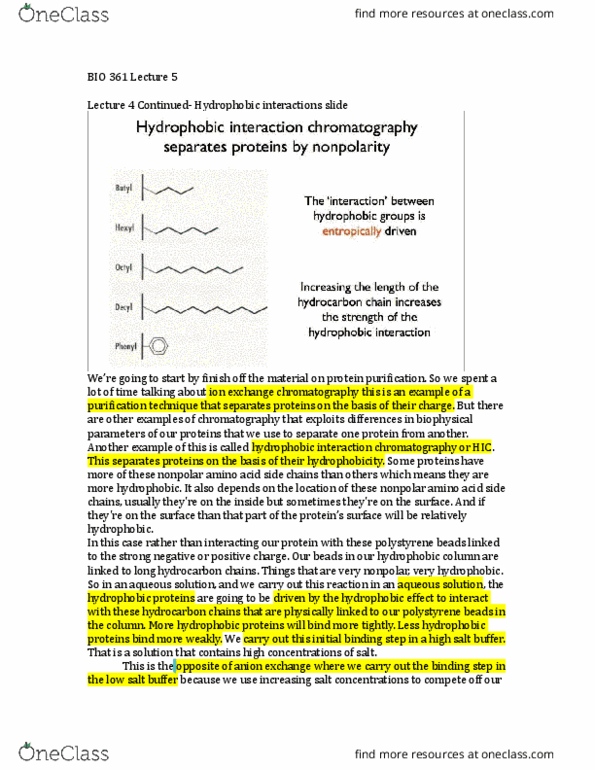 BIO 361 Lecture Notes - Lecture 5: Size-Exclusion Chromatography, Histidine, Alanine thumbnail