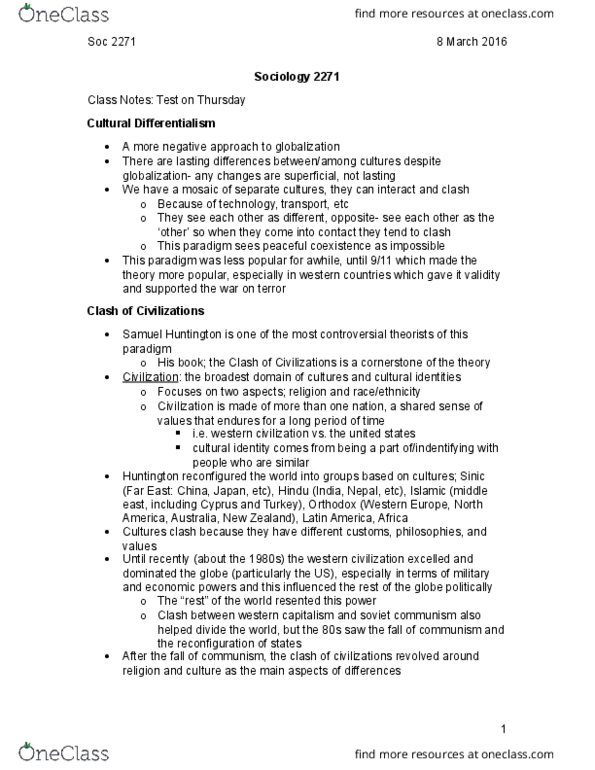 Sociology 2271A/B Lecture Notes - Lecture 12: Negative Approach, Edward Said thumbnail