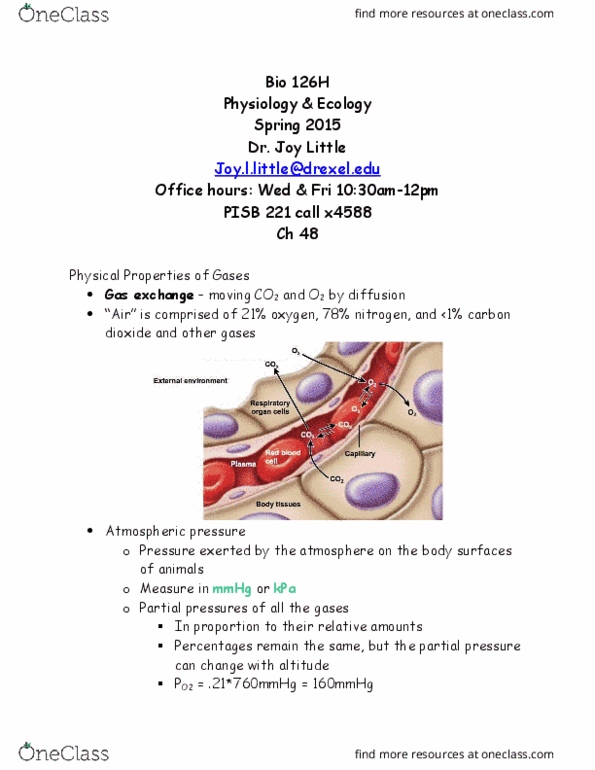 BIO 126 Lecture Notes - Lecture 5: External Intercostal Muscles, Cardiac Output, Countercurrent Exchange thumbnail