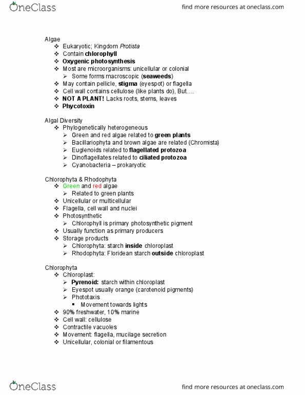 MCB 2004C Lecture Notes - Lecture 10: Frustule, Dinoflagellate, Phototaxis thumbnail