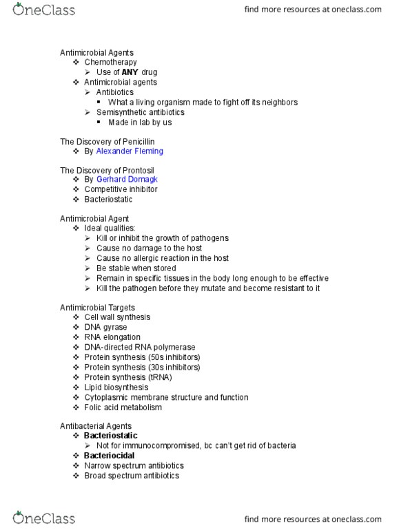 MCB 2004C Lecture Notes - Lecture 16: Clostridium, Vancomycin, Enterococcus thumbnail