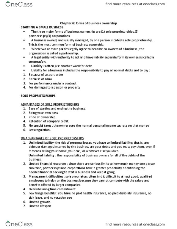 COMMERCE 1E03 Chapter Notes - Chapter 6: Credit Union, Leveraged Buyout, Horizontal Integration thumbnail