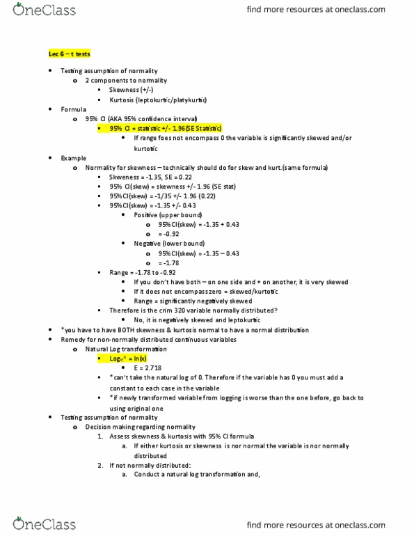 CRIM 320 Lecture Notes - Lecture 5: Conduct Disorder, Kurtosis, Null Hypothesis thumbnail